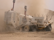 Land mine clearing machine in operation